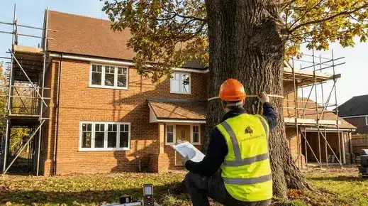 Surrey development site being reviewed for tree survey and planning constraints
